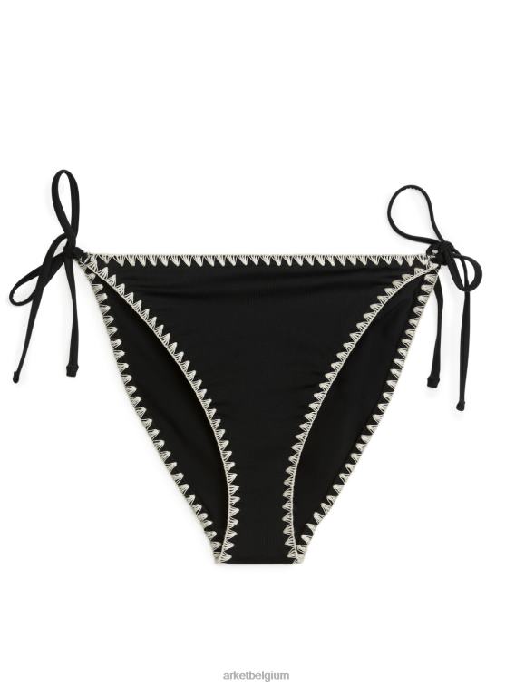 ARKET kleding 0DXJP609 zwart/gebroken wit bikinibroekje met striktanga vrouwen