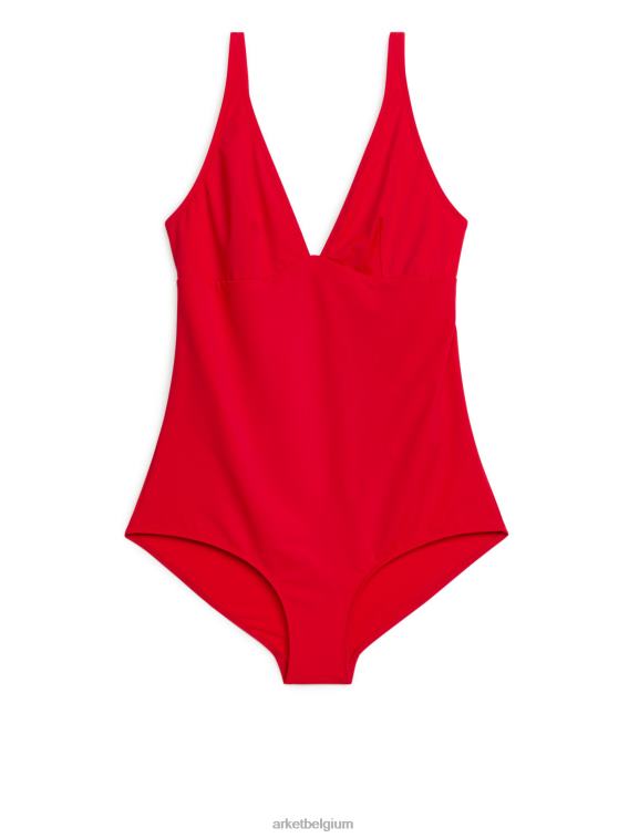ARKET kleding 0DXJP611 rood zwempak met v-hals vrouwen