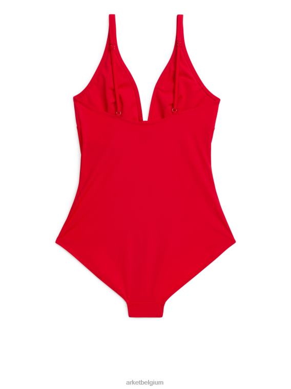 ARKET kleding 0DXJP611 rood zwempak met v-hals vrouwen