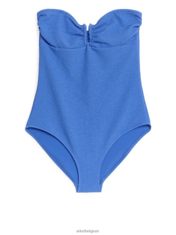 ARKET kleding 0DXJP615 blauw getextureerd bandeau-badpak vrouwen