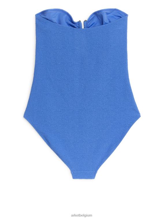 ARKET kleding 0DXJP615 blauw getextureerd bandeau-badpak vrouwen
