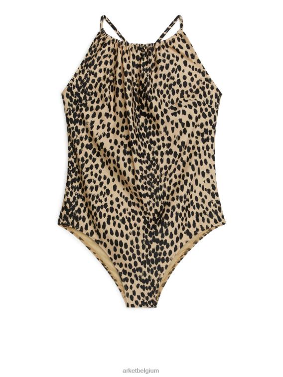 ARKET kleding 0DXJP619 beige/zwart Badpak met ruchesdetail vrouwen