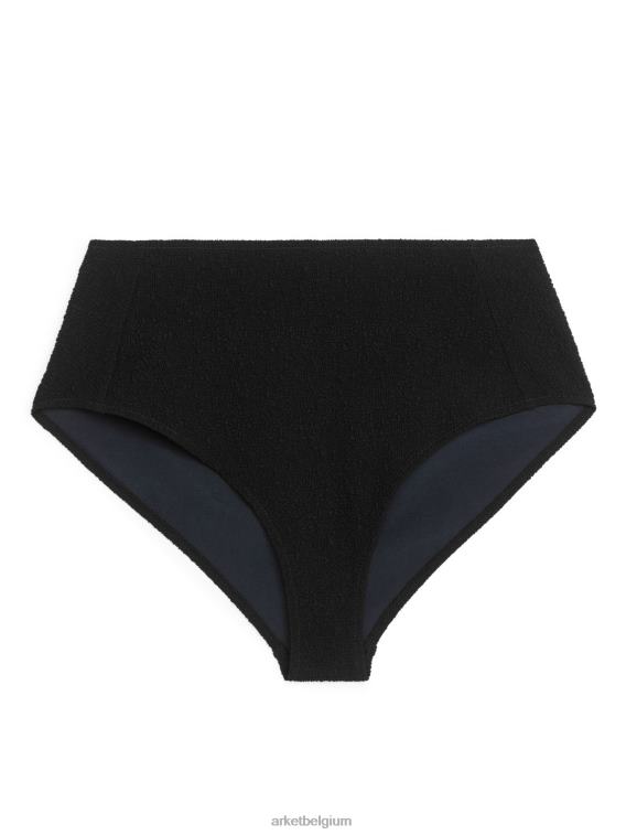 ARKET kleding 0DXJP623 zwart Getextureerd bikinibroekje met hoge taille vrouwen