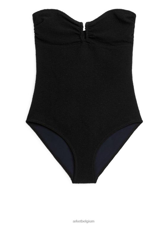ARKET kleding 0DXJP624 zwart getextureerd bandeau-badpak vrouwen