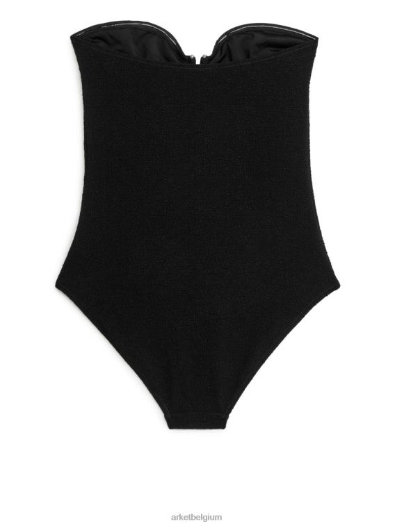 ARKET kleding 0DXJP624 zwart getextureerd bandeau-badpak vrouwen