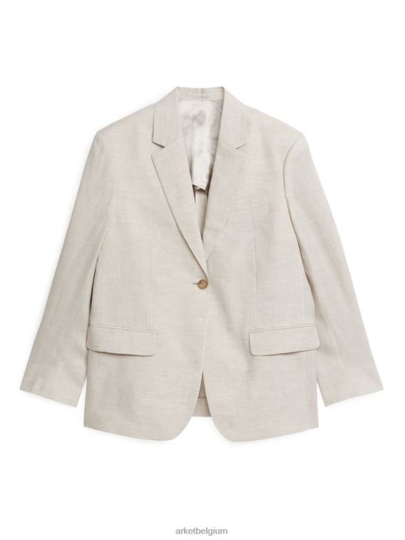 ARKET kleding 0DXJP486 licht beige oversized linnen blazer vrouwen