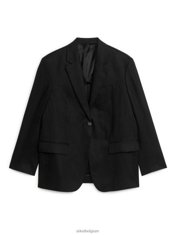 ARKET kleding 0DXJP487 zwart oversized linnen blazer vrouwen