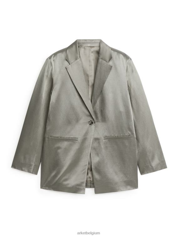 ARKET kleding 0DXJP488 grijs oversized satijnen blazer vrouwen