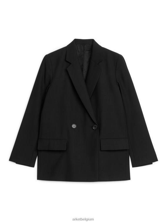 ARKET kleding 0DXJP492 zwart Wollen blazer met dubbele rij knopen vrouwen