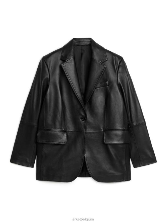 ARKET kleding 0DXJP497 zwart Oversized leren blazer vrouwen