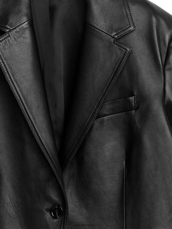ARKET kleding 0DXJP497 zwart Oversized leren blazer vrouwen