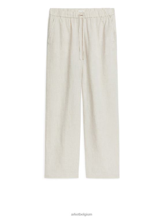 ARKET kleding 0DXJP168 beige linnen broek met trekkoord vrouwen