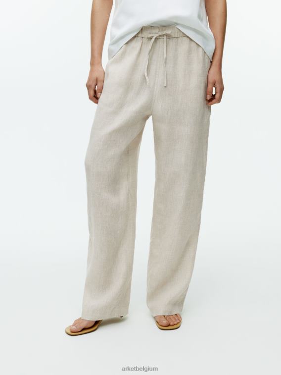 ARKET kleding 0DXJP168 beige linnen broek met trekkoord vrouwen