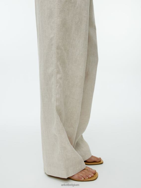 ARKET kleding 0DXJP168 beige linnen broek met trekkoord vrouwen