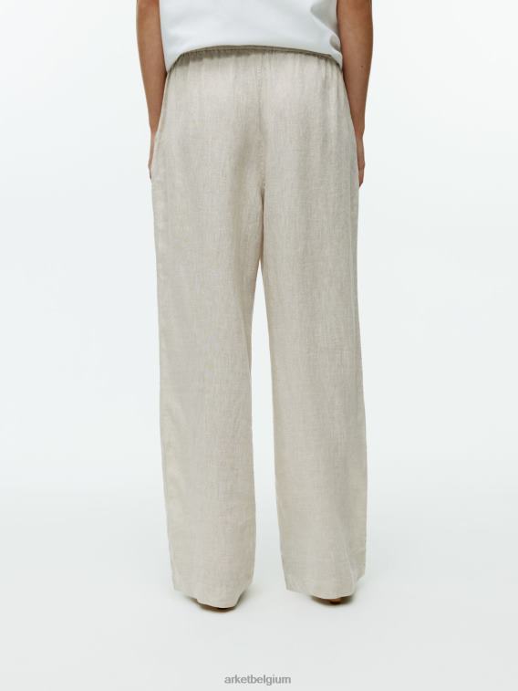 ARKET kleding 0DXJP168 beige linnen broek met trekkoord vrouwen