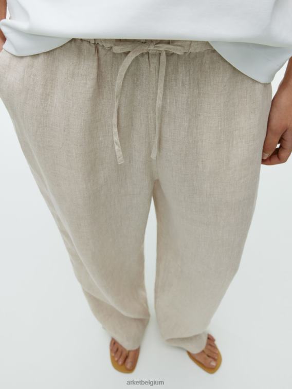ARKET kleding 0DXJP168 beige linnen broek met trekkoord vrouwen
