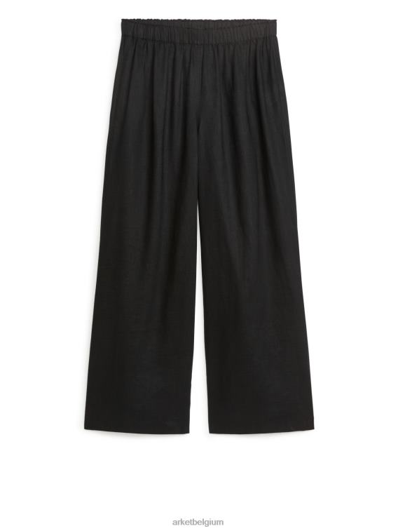 ARKET kleding 0DXJP169 zwart wijde linnen broek vrouwen