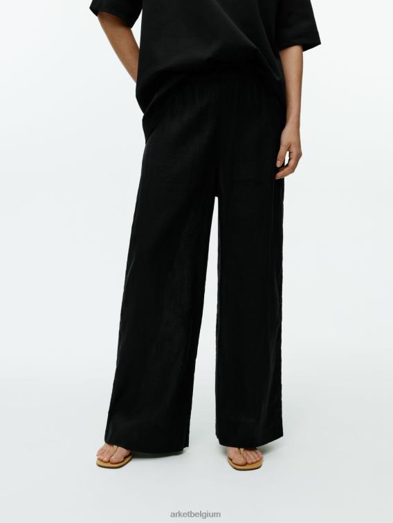 ARKET kleding 0DXJP169 zwart wijde linnen broek vrouwen