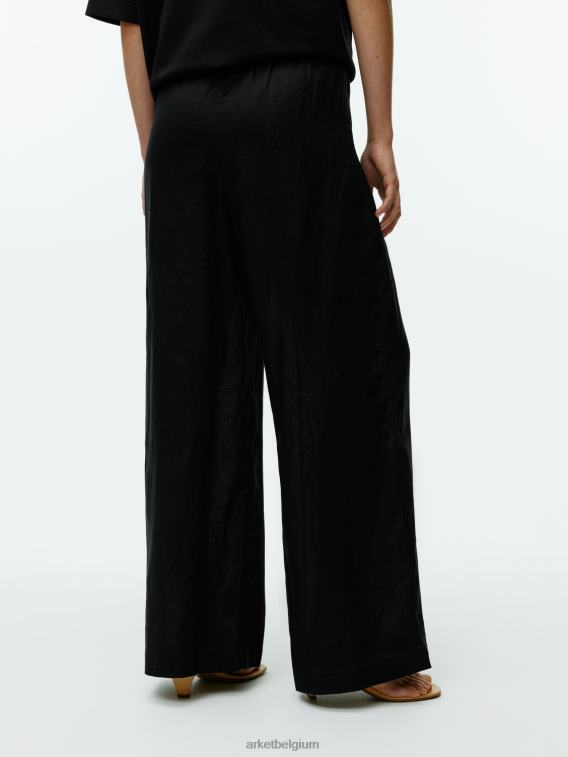 ARKET kleding 0DXJP169 zwart wijde linnen broek vrouwen
