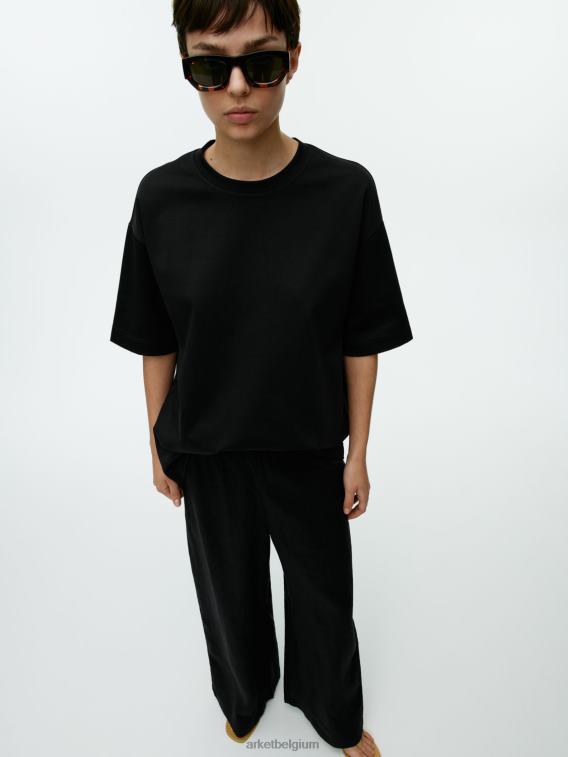 ARKET kleding 0DXJP169 zwart wijde linnen broek vrouwen