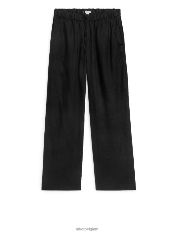 ARKET kleding 0DXJP176 zwart linnen broek met trekkoord vrouwen