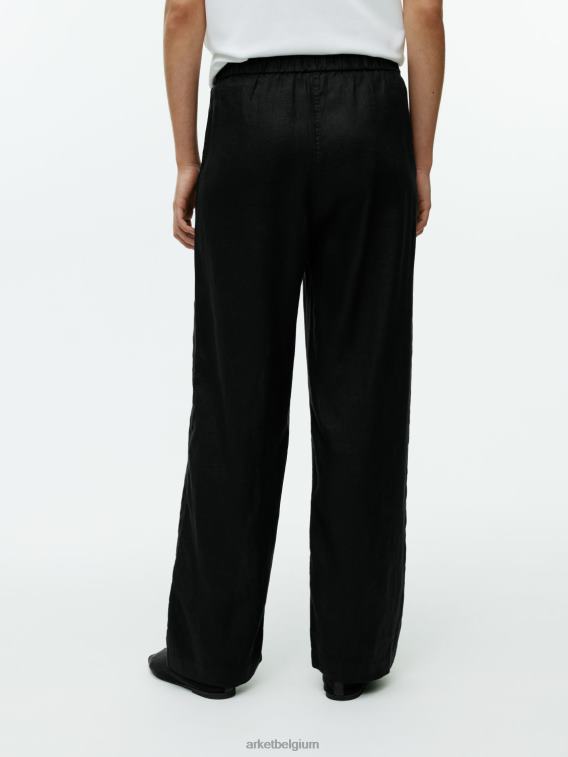 ARKET kleding 0DXJP176 zwart linnen broek met trekkoord vrouwen