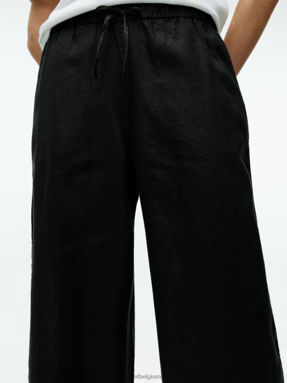ARKET kleding 0DXJP176 zwart linnen broek met trekkoord vrouwen