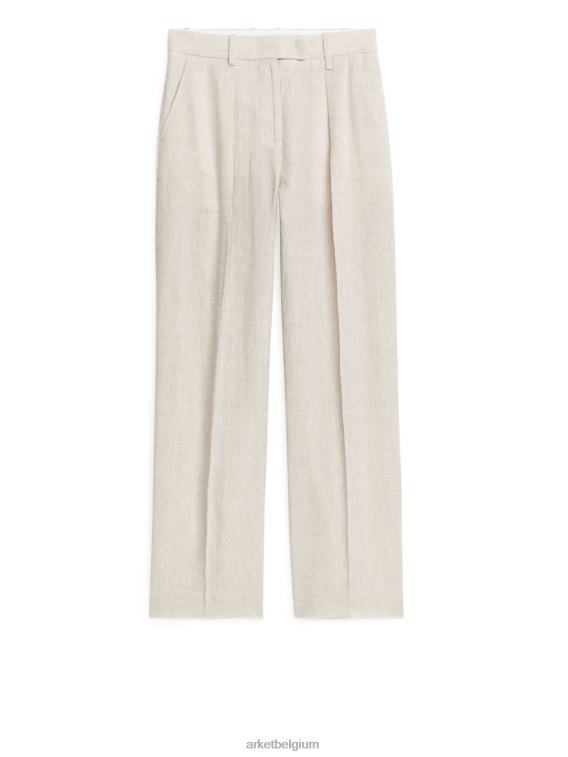 ARKET kleding 0DXJP177 licht beige linnen broek vrouwen