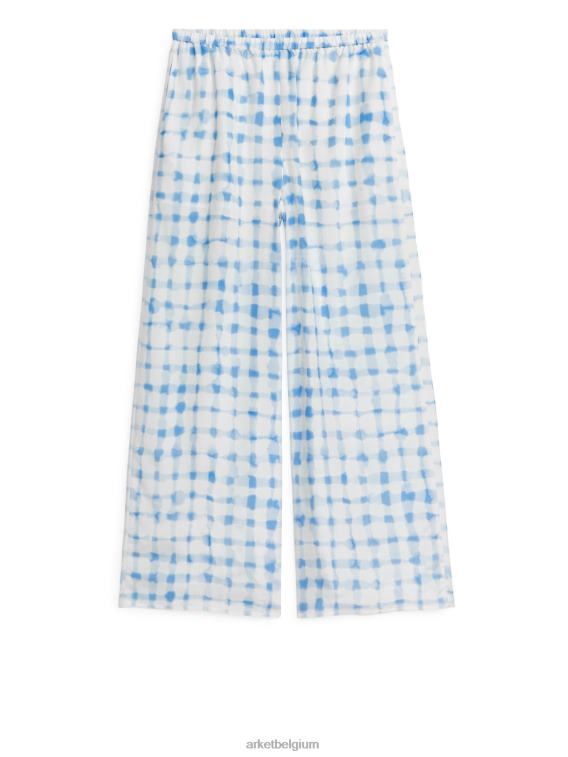ARKET kleding 0DXJP181 wit Blauw wijde satijnen broek vrouwen
