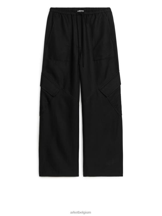 ARKET kleding 0DXJP182 zwart soepele cargobroek vrouwen
