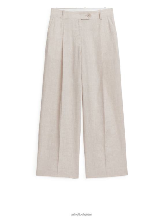 ARKET kleding 0DXJP194 licht beige wijde linnen broek vrouwen