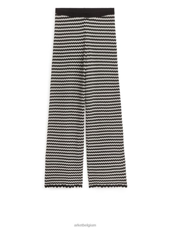 ARKET kleding 0DXJP202 donkerblauw/gebroken wit gebreide katoenen broek vrouwen