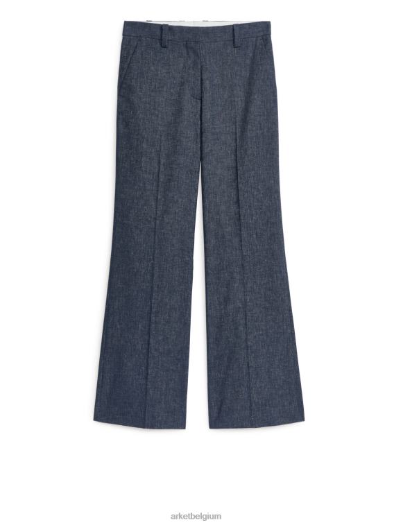 ARKET kleding 0DXJP205 blauw uitlopende linnen broek vrouwen