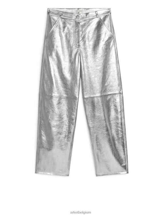 ARKET kleding 0DXJP212 zilver zilver metallic leren broek vrouwen