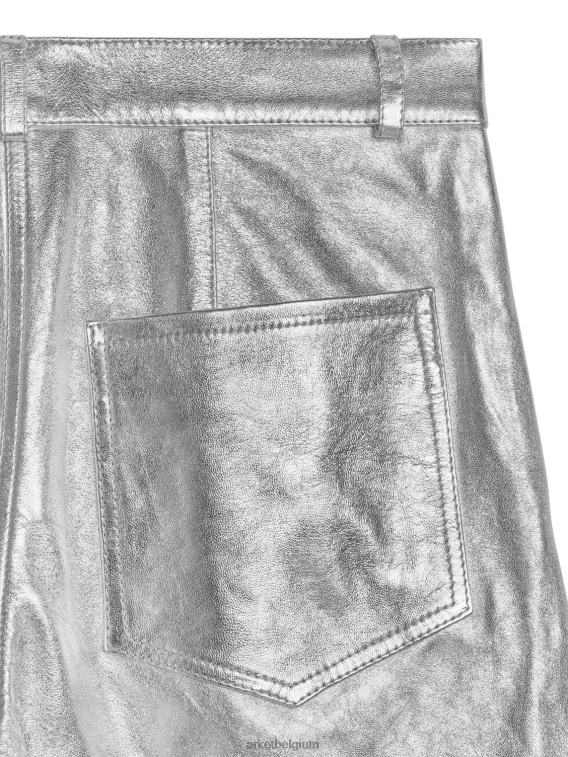 ARKET kleding 0DXJP212 zilver zilver metallic leren broek vrouwen