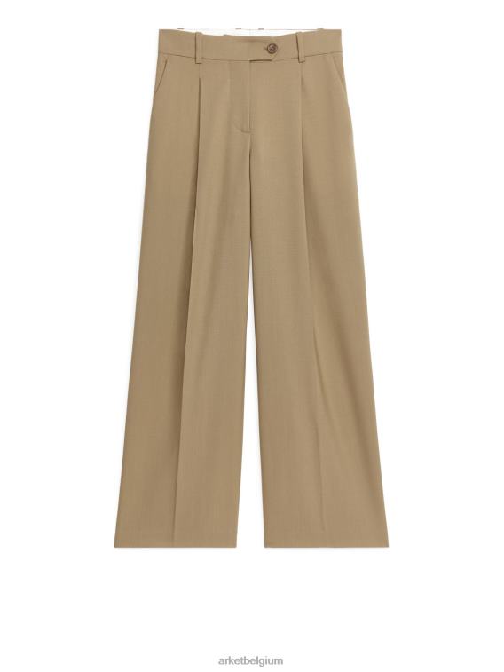 ARKET kleding 0DXJP214 donker beige wijde hopzakwollen broek vrouwen