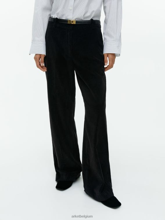 ARKET kleding 0DXJP216 zwart uitlopende corduroy broek vrouwen