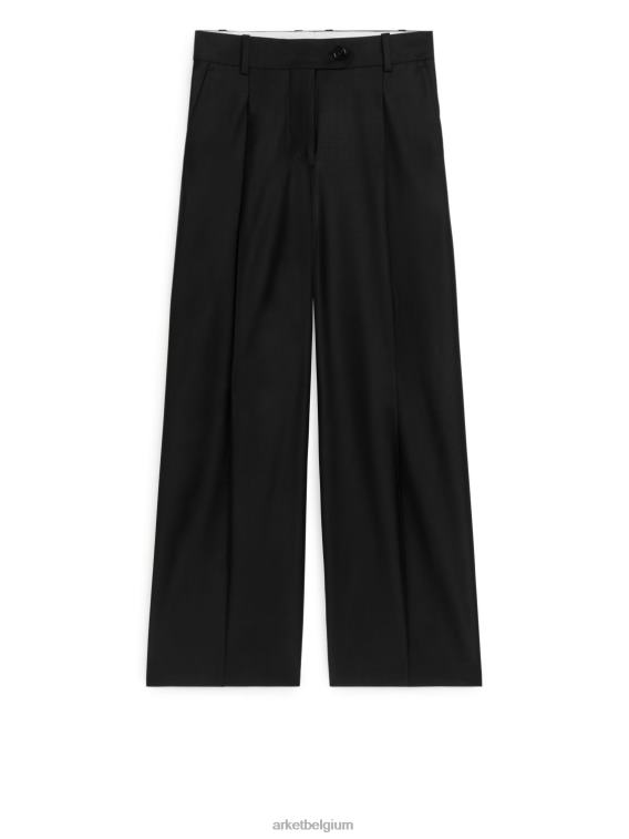 ARKET kleding 0DXJP217 zwart wijde broek van wolmix vrouwen