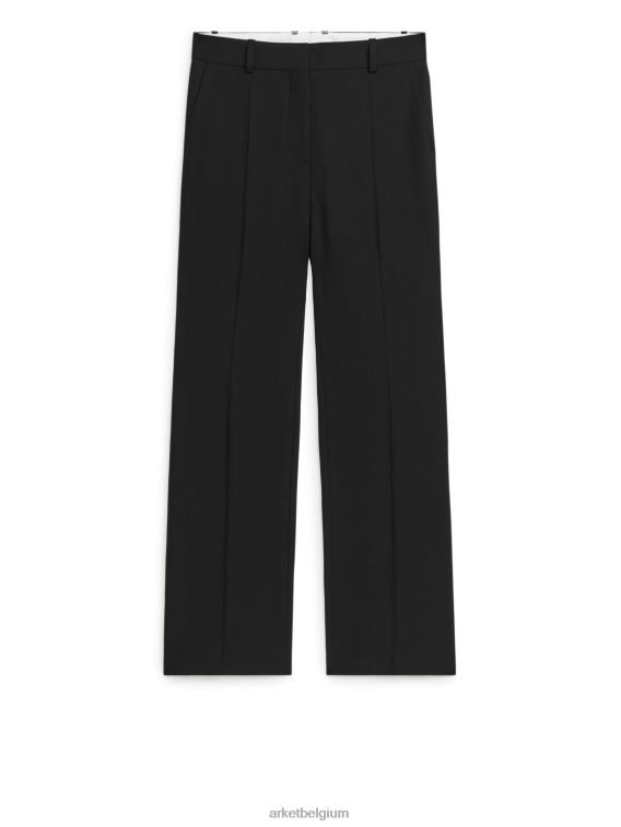 ARKET kleding 0DXJP218 zwart uitlopende broek van wollen twill vrouwen