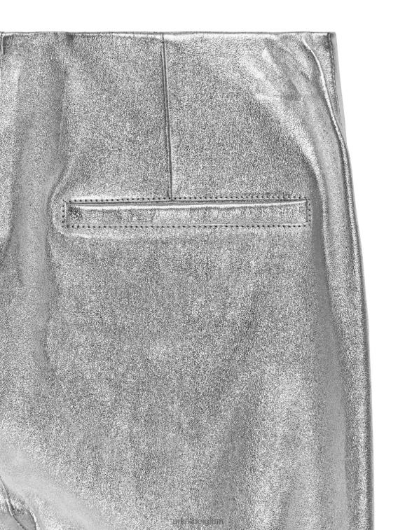 ARKET kleding 0DXJP219 zilver cropped broek van stretchleer vrouwen