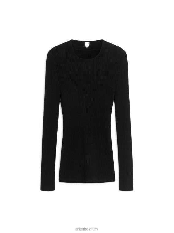 ARKET kleding 0DXJP348 zwart top met open achterkant vrouwen