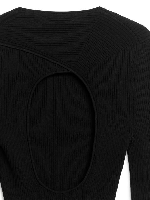 ARKET kleding 0DXJP348 zwart top met open achterkant vrouwen