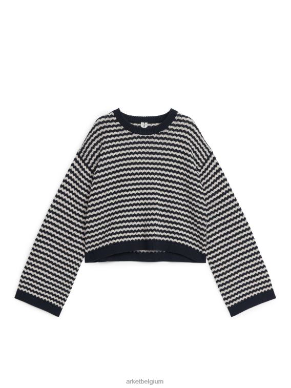 ARKET kleding 0DXJP394 donkerblauw/wit katoenen trui vrouwen