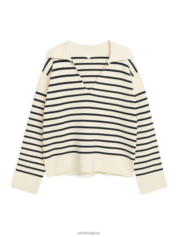 ARKET kleding 0DXJP395 gebroken wit/zwart katoenen trui vrouwen