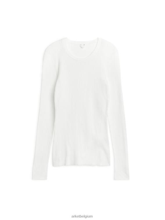 ARKET kleding 0DXJP396 wit geribbelde katoenen trui vrouwen