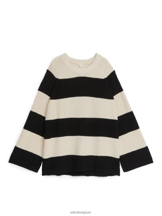 ARKET kleding 0DXJP399 zwart wit trui van katoenmix vrouwen