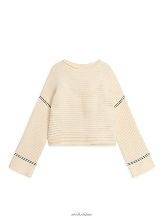 ARKET kleding 0DXJP400 gebroken wit ribgebreide katoenen trui vrouwen