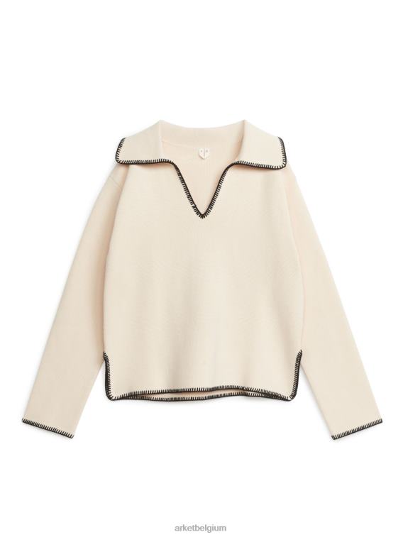 ARKET kleding 0DXJP401 gebroken wit/zwart katoenen trui vrouwen