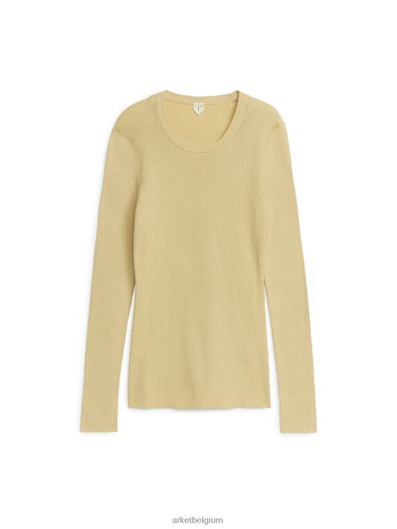 ARKET kleding 0DXJP409 vanille geribbelde katoenen trui vrouwen