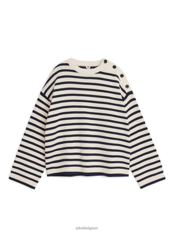 ARKET kleding 0DXJP419 donkerblauw/gebroken wit oversized katoenen trui vrouwen